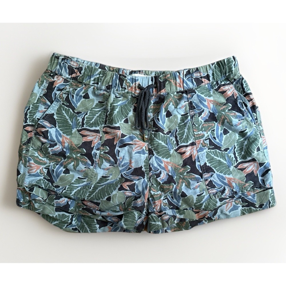 L.L. Bean Signature Floral Tropical Print Shorts Womens Large Cotton Linen Blend